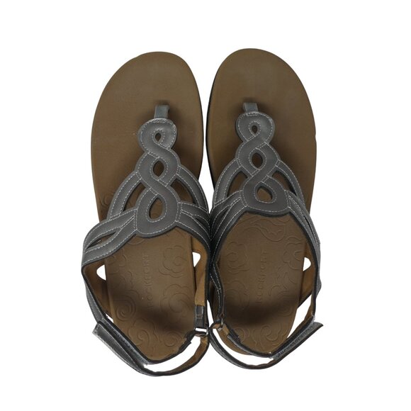 Rockport Ramona Pewter Silver T-Strap Thong Sandals Womens 8.5 - Picture 7 of 13